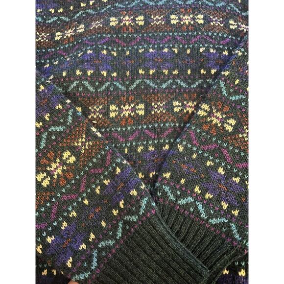 VTG Chaps Ralph Lauren Green Fair Printed Shetland Wool Western Preppy Large - Picture 3 of 3